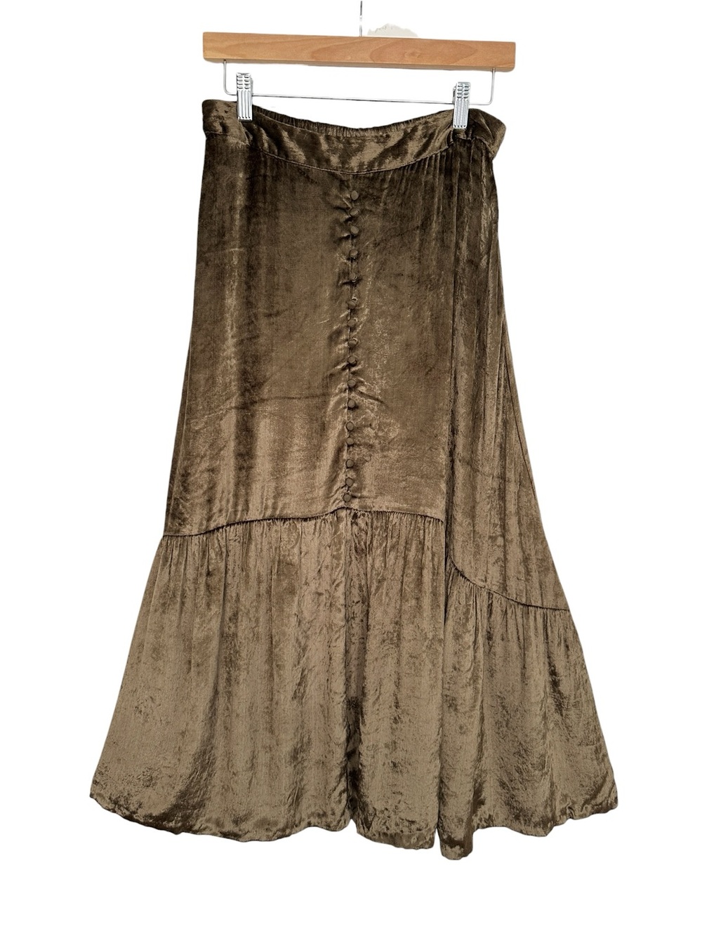 APRIL CORNELL Velvet Boho Prairie Midi Skirt | Romantic Cottagecore Whimsigoth S - Picture 12 of 12